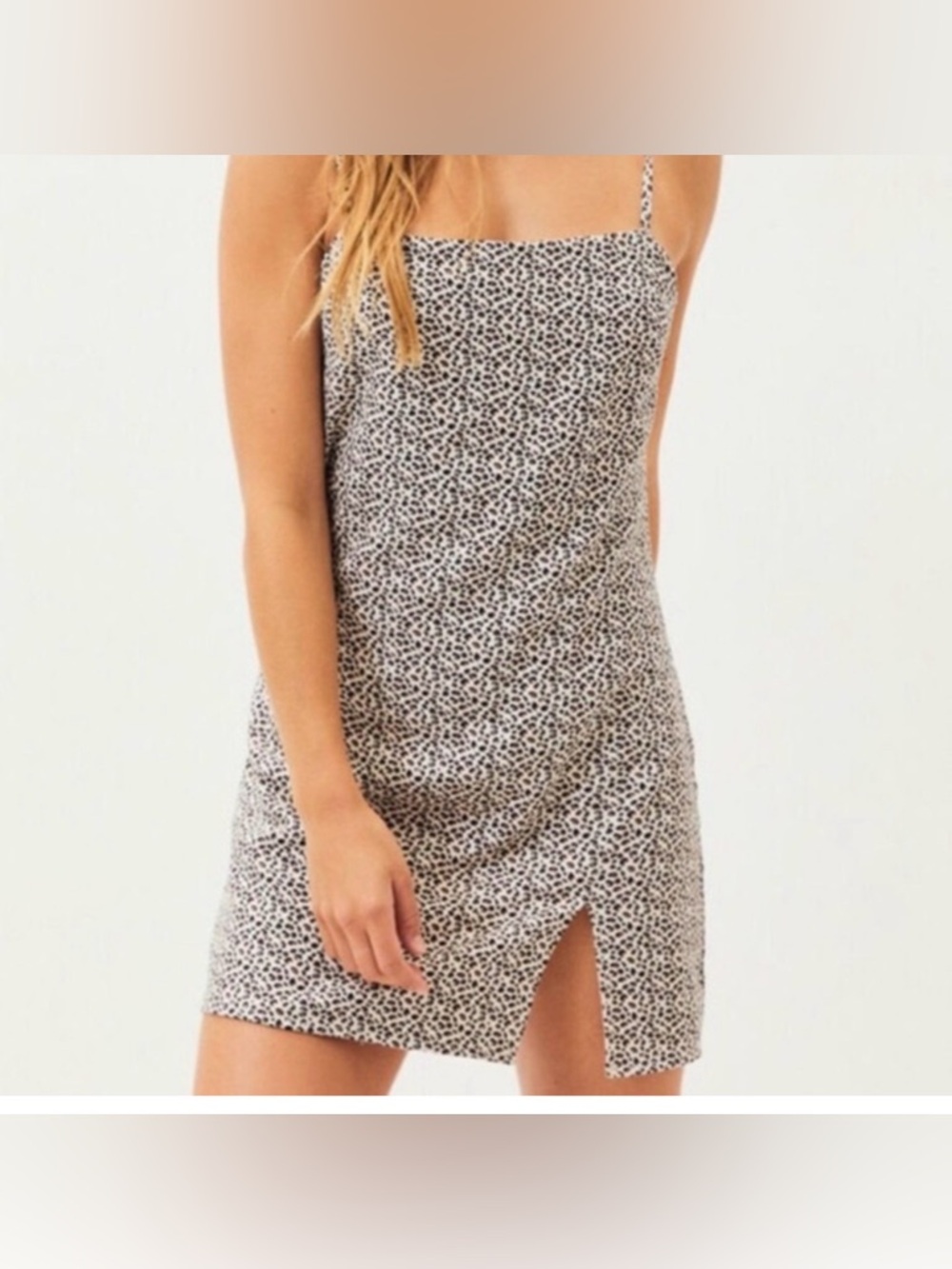 Lottie Moss PAC Sun Leopard Print Spaghetti Strap Slip Dress in Cream Black Sz S
